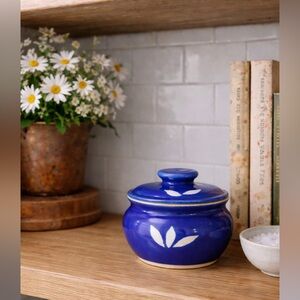 Vintage Handmade Cobalt Blue Pottery Canister | Signed Gayla 52 | Studio Ceramic